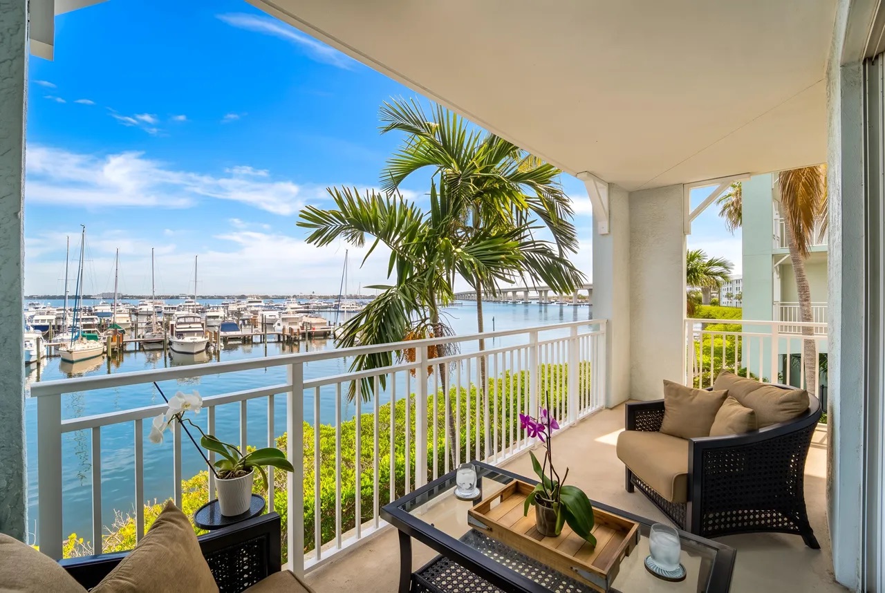 Waterfront balcony overlooking the marina at 875 NW Flagler Ave Apt 203, Stuart, FL